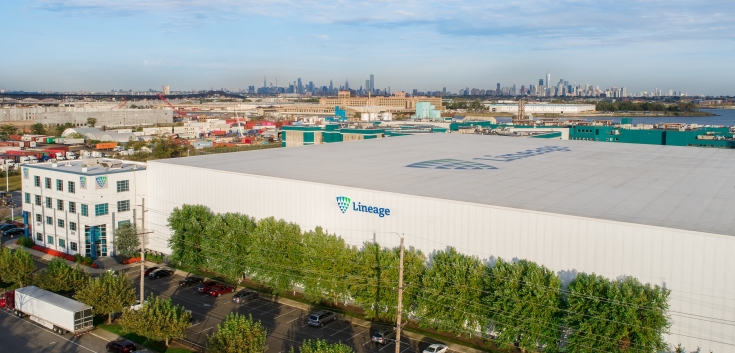 Lineage Newark drone photo with New York City in the background