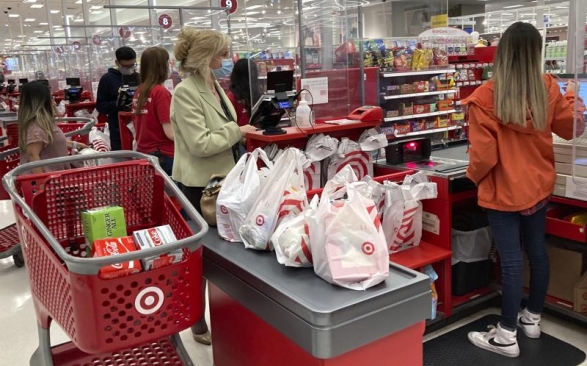 woman checking out at Target store